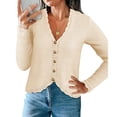 thumbnail image 4 of Long Sleeve V-neck Women Crochet Cardigan Casual Button Down Sweater, 4 of 6