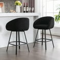 thumbnail image 2 of Zesthouse Swivel Counter Height Bar Stools Set of 1, 25.6" Counter Height Sherpa Upholstered Barstools with Barrel Back and Arms, Modern Counter Stool for Pub Kitchen Island, Black, 2 of 14