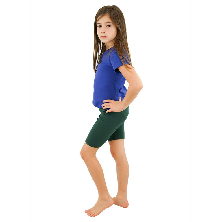 Vivian's Fashions Legging Shorts - Girls, Biker Length, Cotton (Green,  Medium)