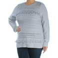 thumbnail image 3 of Kensie Womens Fringe Trim Knit Sweater, Blue, X-Large, 3 of 4