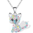 thumbnail image 4 of Collar con colgante de gato de dibujos animados de piedra natal colorida, regalos de amante para mujeres y niñas, 4 of 4