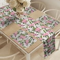 thumbnail image 2 of Ambesonne Floral Table Runner & Placemats, Camellia Flowers and Leaves, Placemat 4 pcs + Runner 14"x90", Lilac Olive Green and Pink, 2 of 2