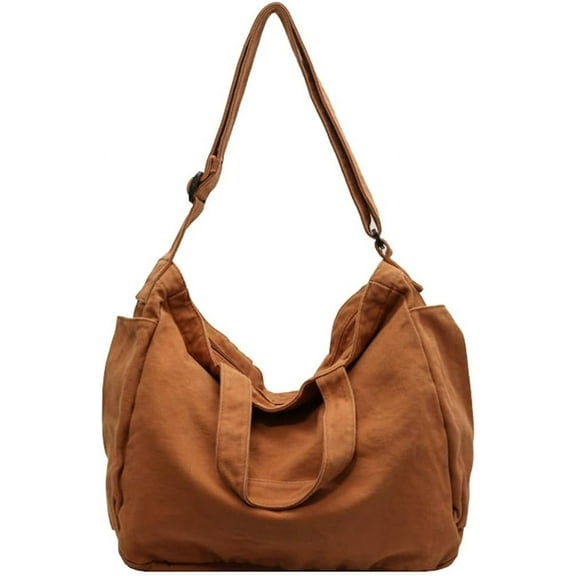 Kukuzhu Canvas Tote Bag for Women Men Casual Hobo Shoulder Bag Canvas Crossbody Bag Large Tote Handbag Messenger Bag