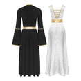thumbnail image 4 of renvena Robe de Danse pour Femmes Croix Dorée avec Costume de Prière Tenue de Danse Blanche&Noire L, 4 of 7