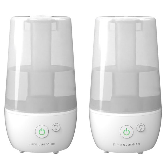 PureGuardian Humidificateur de Table à Ultrasons à Brume Fraîche 3,79 L (1 gal.) 70 Heures avec Plateau Aromatique, Lot de 2