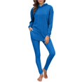 thumbnail image 2 of Women's Ribbed Knit Two Piece Set, Oversized Hoodie and Leggings Outfit, Casual Lounge Wear Set, Stretchy Jogger Set, Comfortable Loungewear, Two Piece Outfits, Hooded Sweatshirt Set - Blue, 2 of 5