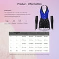 thumbnail image 7 of TSSOE Women Sparkly Jazz Prom Latin Dance Leotard Halter Backless Tuxedo Bodysuit with Metallic Gloves Black XL, 7 of 7