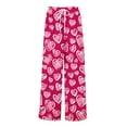 thumbnail image 6 of LWavelet Soft Fabric Heart Print Wide Leg Pants Women Valentine's Day Festive Wear Hot Pink XL, 6 of 6
