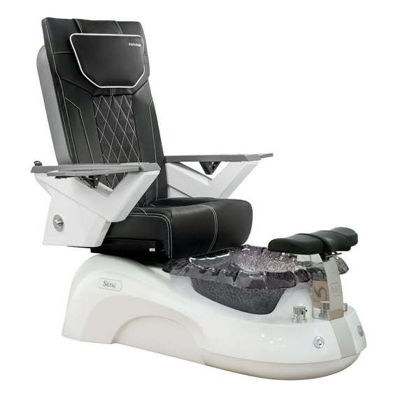 Siena FX Shiatsulogic Pedicure Chair White/Black Stylish Pedicure Tub w/ Discharge Pump & Pipe-Less Magnetic Jet Pedicure Spa, Black Cover Set