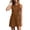 A38-Brown, variant on Women's Sleeveless Mini Dress Round Neck Contrast Trim Henley Button Front with Pockets Casual Shift Dresses