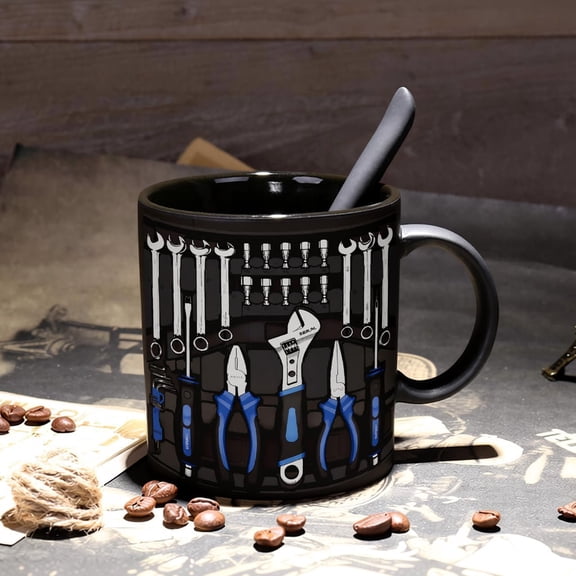Mechanic Coffee Mug, Toolbox Set, Car Handyman Kit, Wrenches, Machinist Tool Gift For Husband - 11 Oz Ceramic Tea Cup