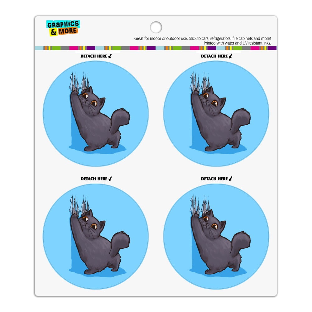 Kawaii Cute Cat Scratching Wall Refrigerator Fridge Locker Vinyl Circle Set