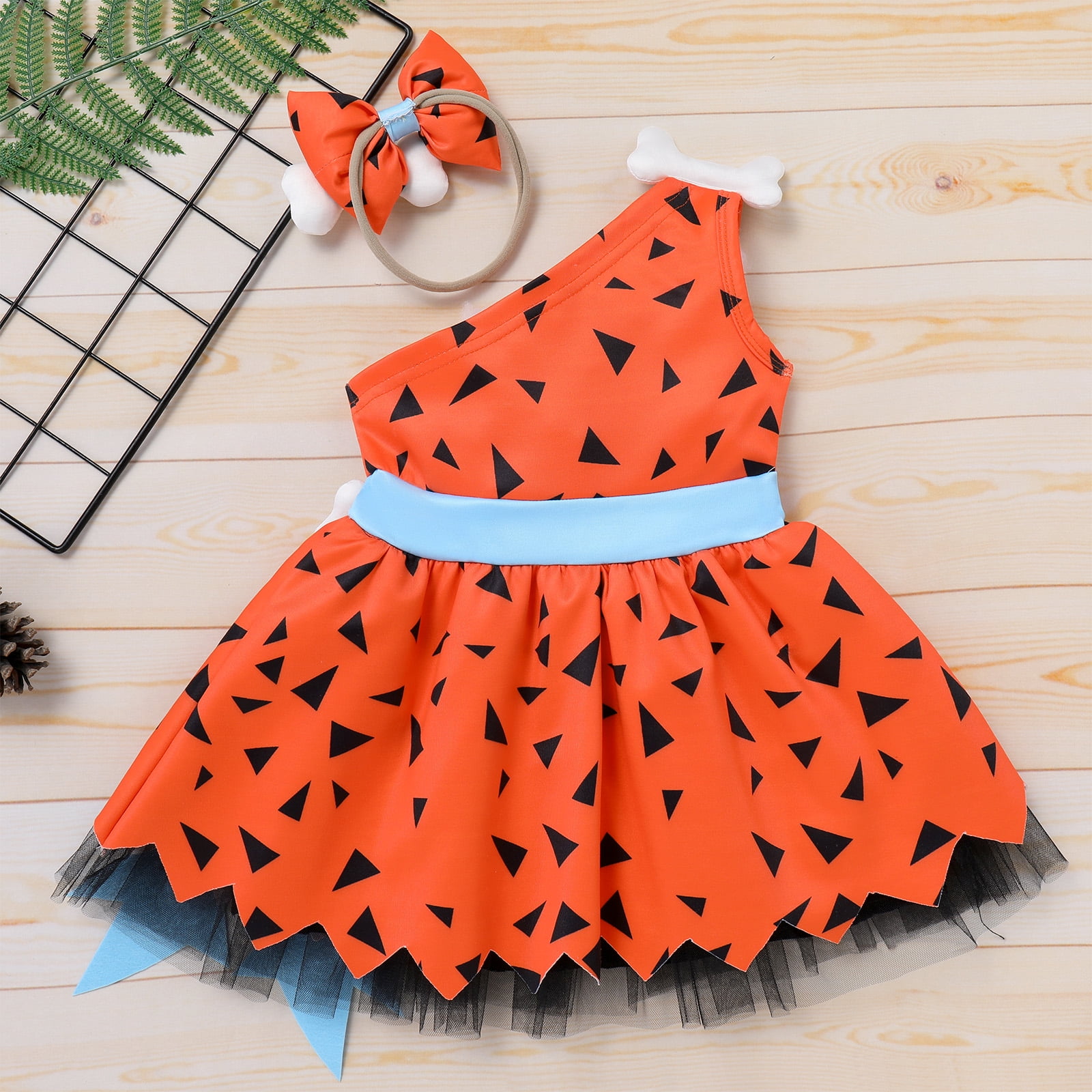 IDOPIP Kids Baby Bam Bam Costume Flintstone Costume Caveman Cavegirl  Historical Stone Age Themed Birthday Outfit for Girls Boys Halloween  Cosplay Dress Up Photo Shoot 5-6 Years Girl - Orange 