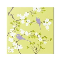 Stupell Industries Parakeets & Cherry Blossoms Animals & Insects Painting Gallery Wrapped Canvas Art Print Wall Art, 24 x 24