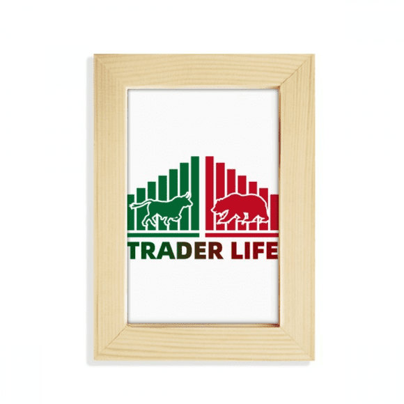 Traders Life Bull Bear Art Deco Fashion Desktop Display Photo Frame Picture Art Painting 5x7 inch