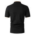 thumbnail image 6 of Men's Summer Mesh Stand Collar Short Sleeve 4-Button Top Shirt Casual Fashion Breathable Quick Dry Cooling Sun Protection Beach Vacation Travel Outfits Modern Essential | JASKFLY,Black L, 6 of 8