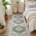 thumbnail image 3 of Hallway Runner Rug Non Slip - Washable 2.6x8 Kitchen Rugs for Living Room, Low-Pile Soft Bedroom Rug Indoor Floor Stain Resistant Carpets for Entryway, Laundry, Bathroom Green Ivory, 3 of 18