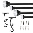 thumbnail image 5 of Lumi 36 in. - 72 in. Telescoping 1 in. Double Curtin Rod Kit in Black with Crystal Square Finials, 5 of 5