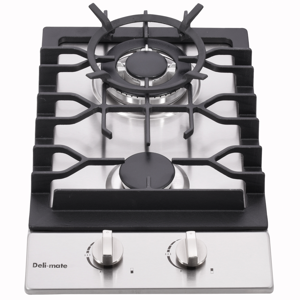 Delimate 12 inch Gas Stovetop 2 Burners Gas Cooktop NG/LPG Convertible