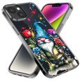 thumbnail image 3 of MUNDAZE Case for Apple iPhone 15 Hybrid Shockproof Slim Hard Soft TPU Shell Heavy Duty Protective Phone Cover - Gnome Red Purple Blue Roses Garden, 3 of 5