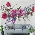 thumbnail image 4 of GOSMITH Tapestry Wall Hanging Watercolor Floral Fuchsia Peonies Lilac Foliage Botanical Vintage Wedding Home Decorations for Living Room Bedroom Dorm Decor Tapestries Painting, 4 of 6