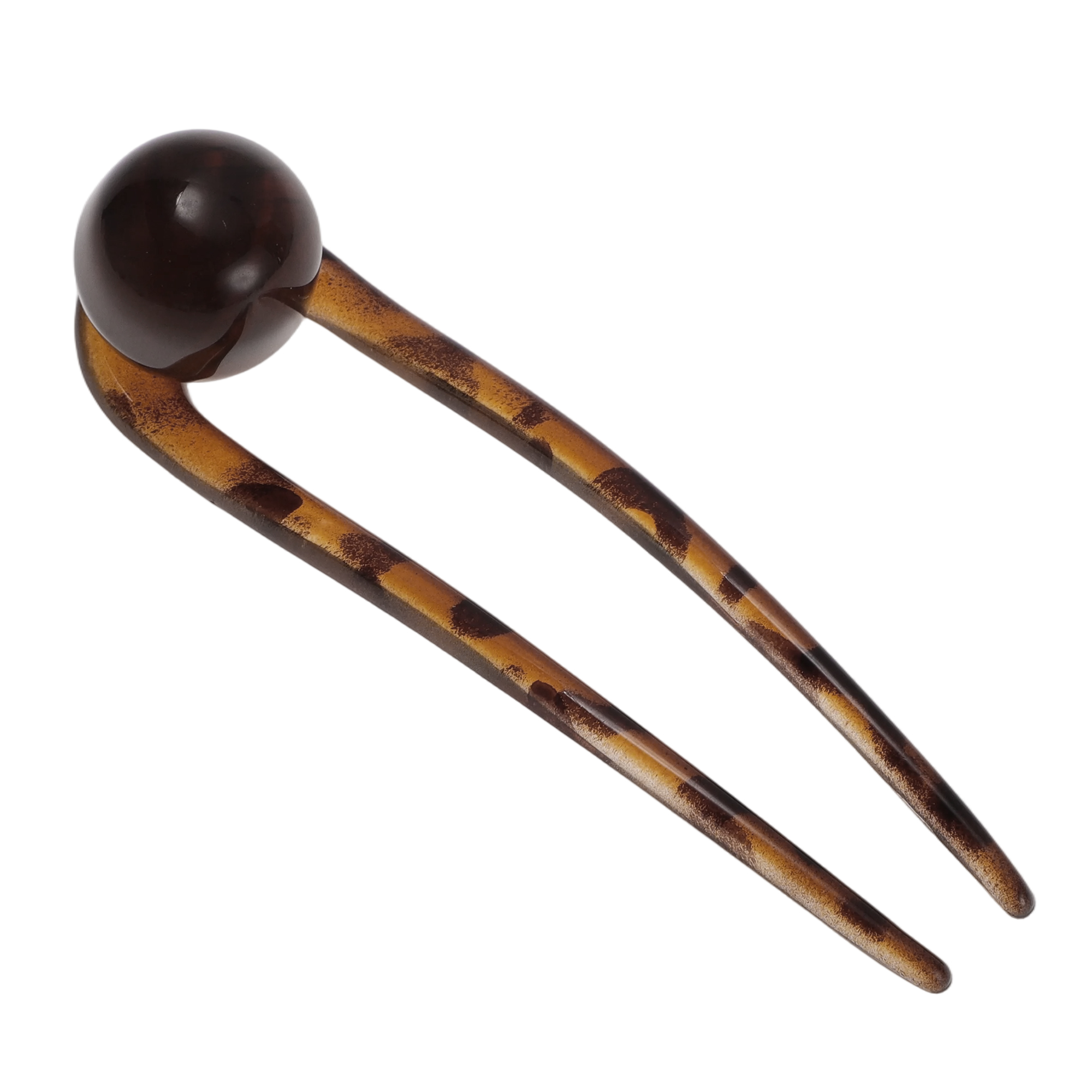 Unique Bargains U-shaped Hair Pin 4.53"x1.18" 1 Pc Glossy Brown, Transparent Yellow