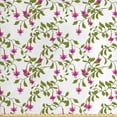 thumbnail image 1 of Floral Upholstery Fabric by the Yard, Vintage Pattern with Fuchsia Flower and Blossoming Spring Foliage, Decorative Fabric for DIY and Home Accents, Olive Green Pink by Ambesonne, 1 of 4
