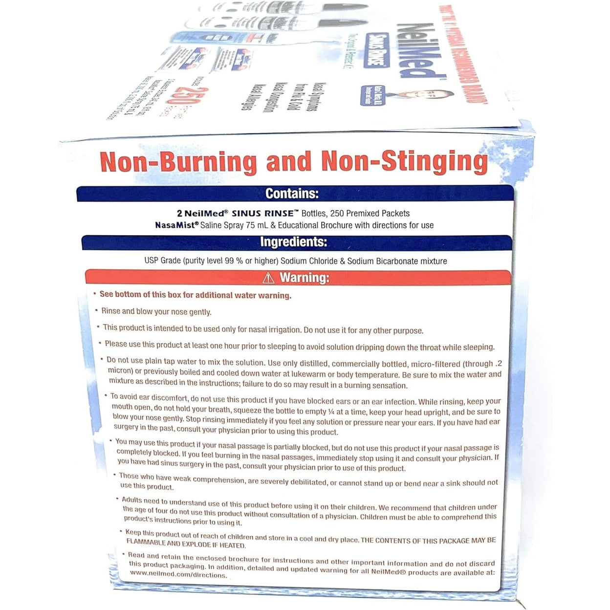 NeilMed Sinus Rinse - 2x8fl oz Bottles Nasamist Saline Spray 75mL - 250 packets