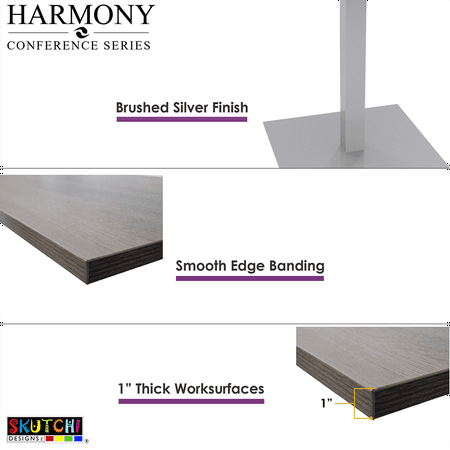 4 Person Square Meeting Table Tulip Base 46" Pedestal Office Table
