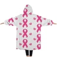 thumbnail image 2 of Oversized Wearable Blanket Hoodie,Pink Breast Cancer Sherpa Blanket Hoodie with Super Pockets,Super Warm Fuzzy Pullover for Women & Men, 2 of 6