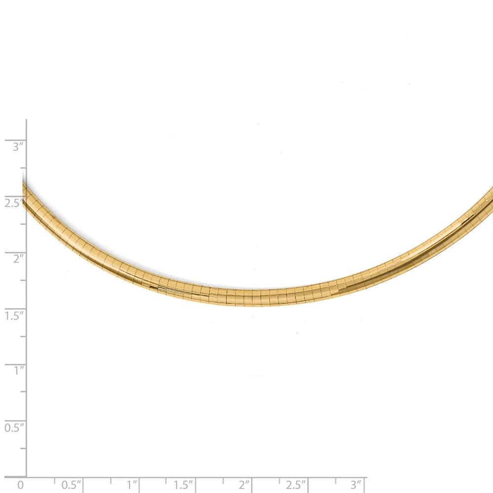 Diamond2Deal 14k Yellow Gold Solid 4mm Lightweight Omega Necklace 18