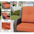thumbnail image 6 of Meetleisure 3 Piece Wicker Patio Furniture Set, Rattan Chairs with 3-Seater Sofa, High Back, Deep Seating, Wide Armrest, Thick Cushions for Deck Porch, Orange, 6 of 9
