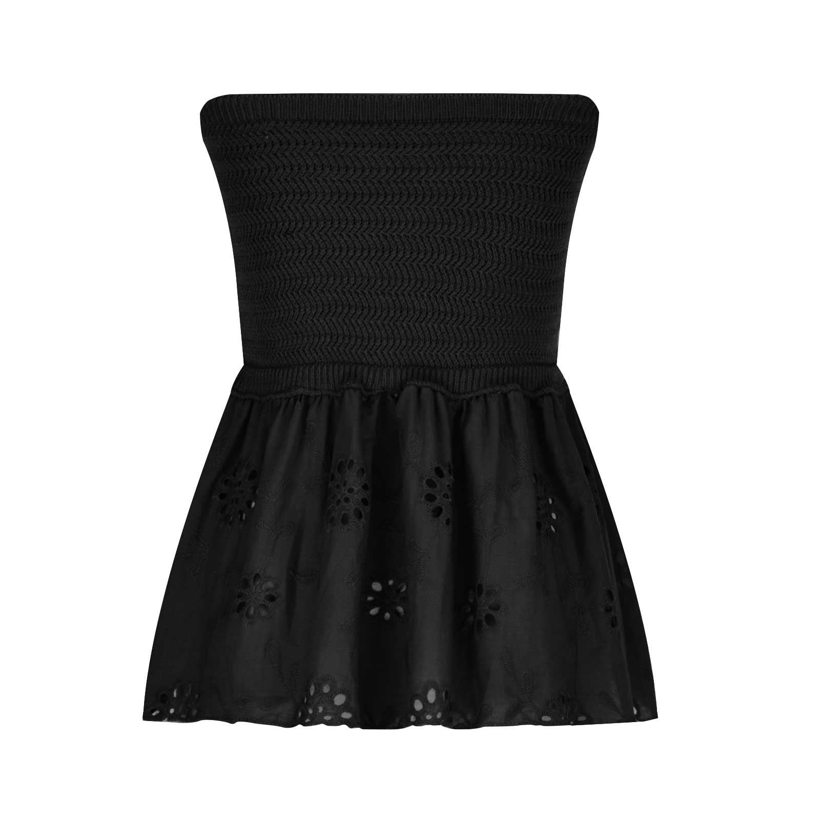 micas knot front knit embroidered tube top