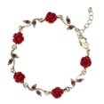 thumbnail image 3 of Pulsera de flor de rosa roja Rose Bangle Ajustable Pulsera de cadena Regalo romántico, 3 of 3