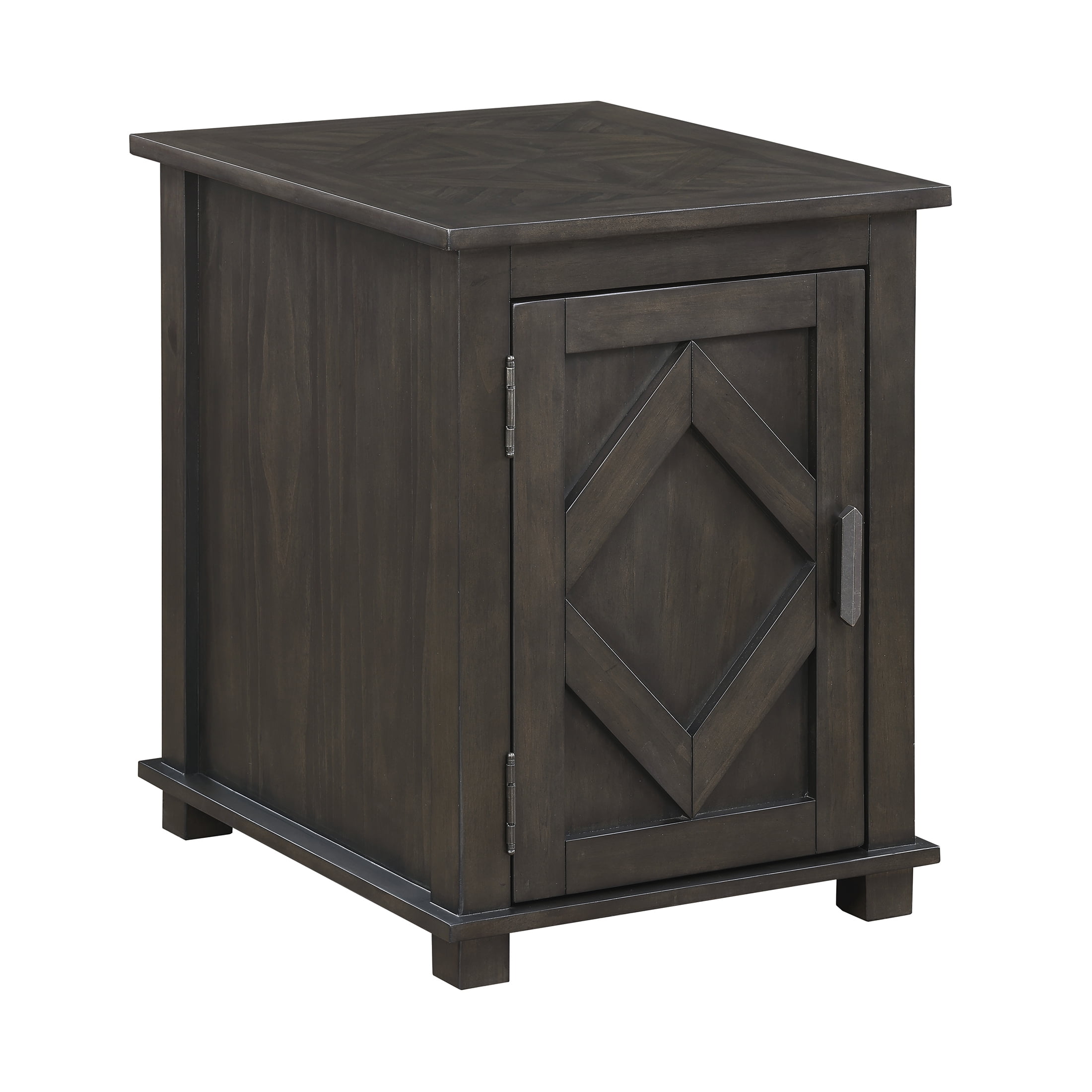 OakvillePark Lior Wooden Chairside Table with Cabinet Storage, Brown