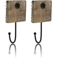 thumbnail image 5 of Set of 2 Decorative Wooden & Cast Iron Vintage Rustic Coat Hanger Wall Mounted Jacket Robe Towel Door Hook Rack Holder Rail For Hallway Living Room Entryway Bathroom Bedroom Home Decor Accents, 5 of 7