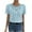 New/Light Blue, variant on Otvok Womens Spring Tops Round Neck Solid Color Short Sleeve Lace Patchwork T-Shirt