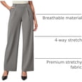 thumbnail image 4 of Womens Dress Pants Wide Leg Pull On Stretchy Work Pants Women High Waisted Business Casual Trousers with Pockets, 4 of 11