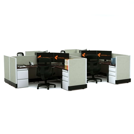 UPC: 0729105172411 | System Furniture 39H 4pack Cluster Powered Cubicles