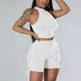 thumbnail image 6 of Riforla Women Fashionable Sexy Round Neck Sleeveless Fringe Solid Color Casual Shorts Two Piece Sets for Women 2 Pieces White M, 6 of 9