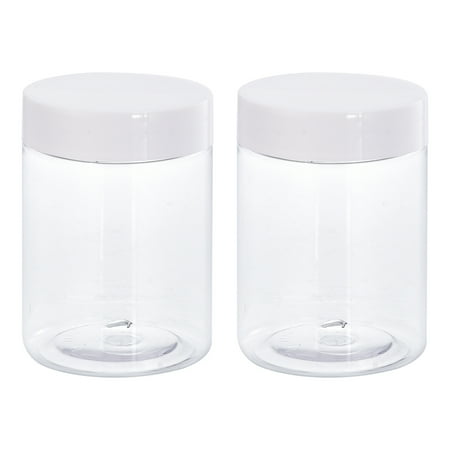 

Uxcell 10oz/ 300ml Round Plastic Jars with White Screw Top Lid for Storage 2Pack