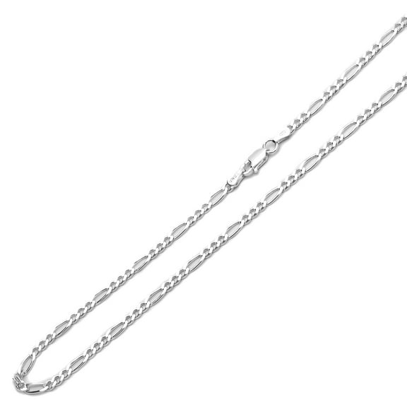 3mm Sterling Silver Chain Necklaces Solid Figaro Link Chain ( Available 16"~30")