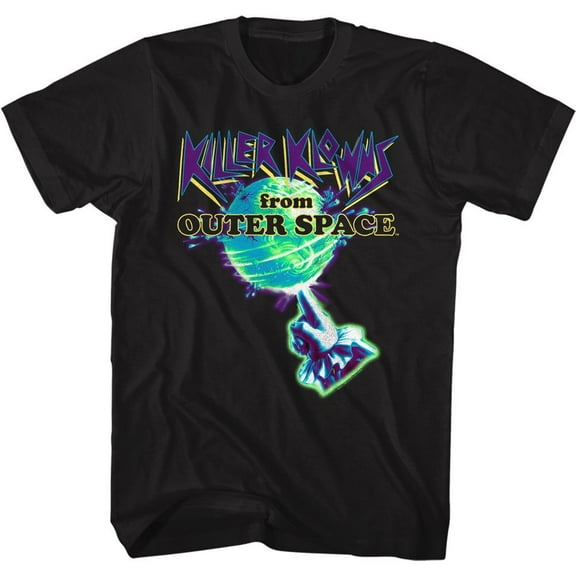 Killer Klowns Earth and Hand In Neon Black Adult T-Shirt