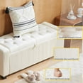 thumbnail image 4 of Ottoman Storage Bench for Bedroom End of Bed,Rectangular Entryway and Window Bench with Storage,Upholstered Fabric Ottoman Bench for Living Room, Hallway(White), 4 of 6