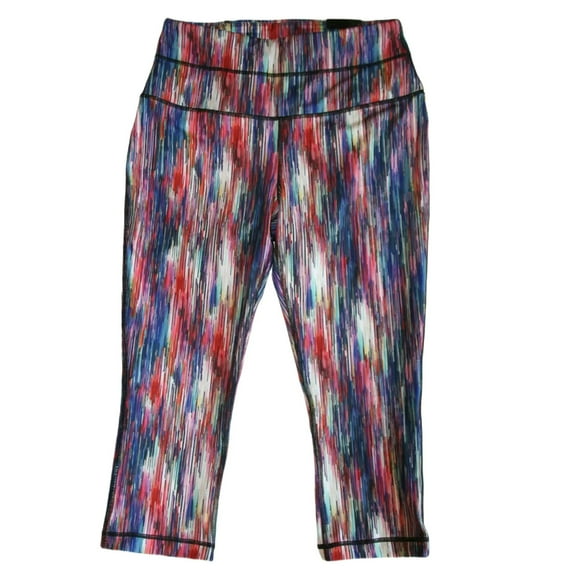 ZELOS Velocity Medium Impact High Waist Junior Womens' Striped Capri Leggings Size Medium