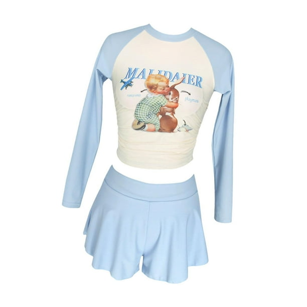 Traje de baño para mujer, elegante bikini de manga larga para fiestas de natación. L