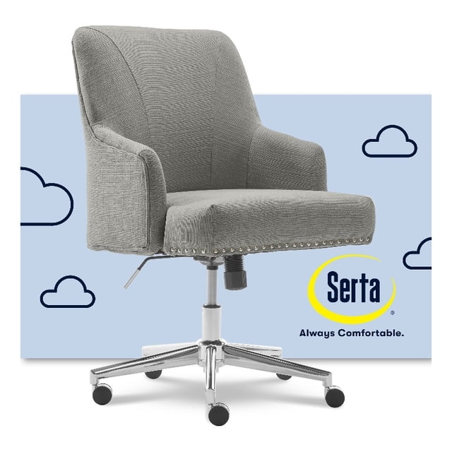 Serta Leighton Chaise de Bureau Moderne à Dossier Mi-Haut en Sergé Gris Moyen