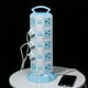 thumbnail image 1 of Regleta de enchufes con protección contra sobretensiones, torre con 3 puertos USB y 20 enchufes, cable de extensión de 2 metros, estación de carga vertical., 1 of 9