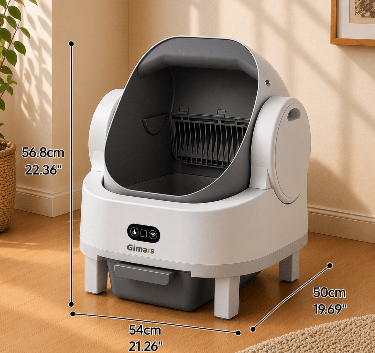 Gimars Self Cleaning Cat Litter Box, Open-Top, Large Capacity, Safety Sensors, For Multi Cats