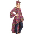 thumbnail image 4 of Sakkas Mavi Women's African Ankara Maxi Long Sleeve Dress Cocktail Formal Swing - 121-RoyalCranberryMulti - One Size Regular, 4 of 5